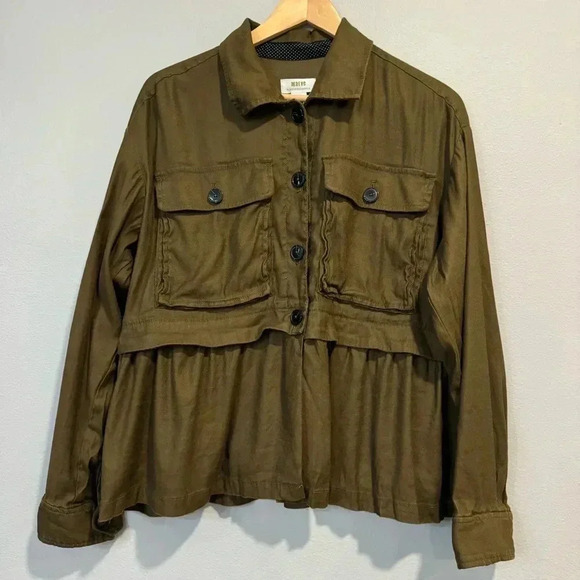 Maeve Flounced Utility Shirt Jacket Effortless S - Picture 1 of 4